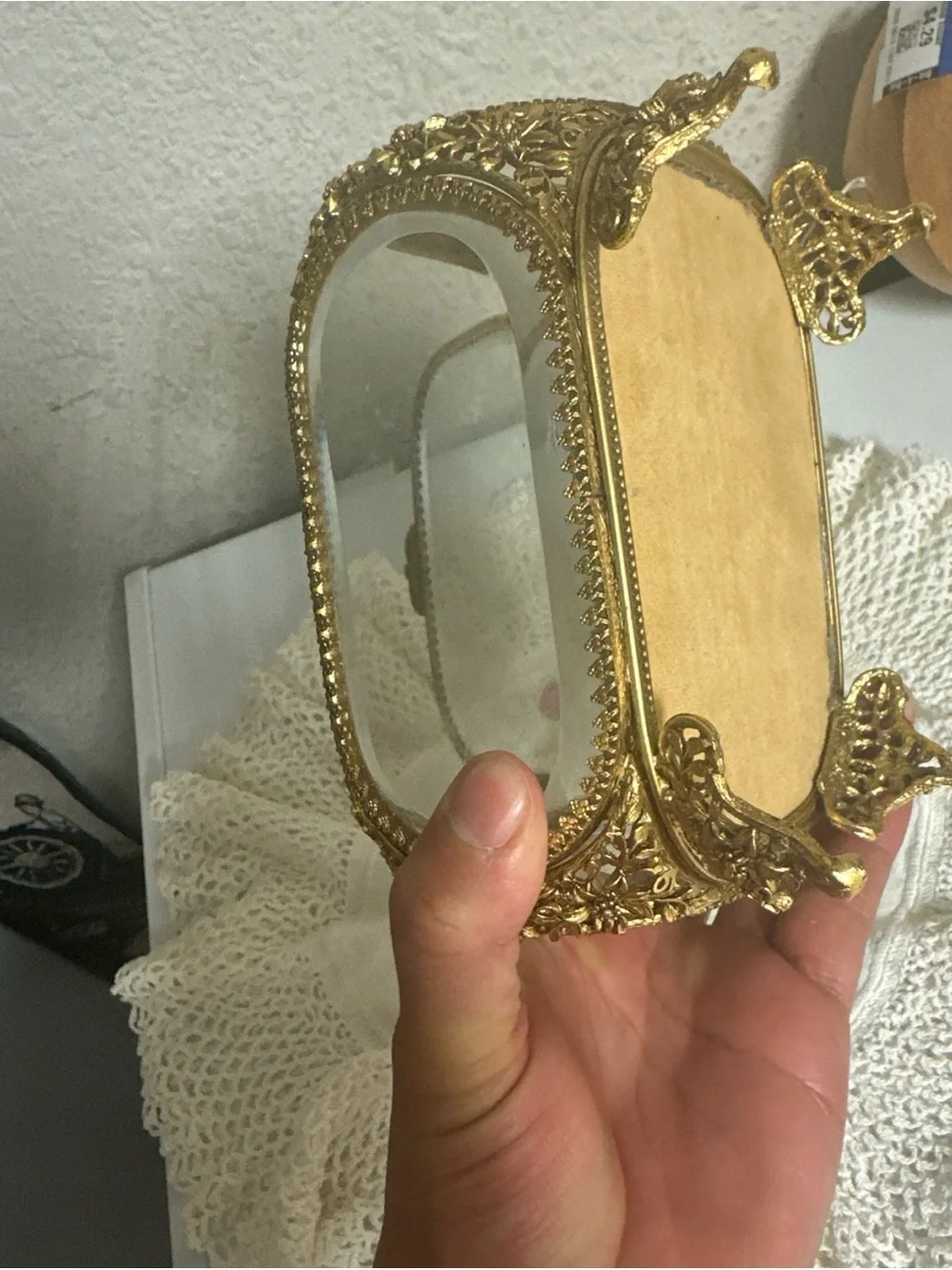 Gold Glass Jewelry Trinket Box - Elegant Decorative Jewelry Case